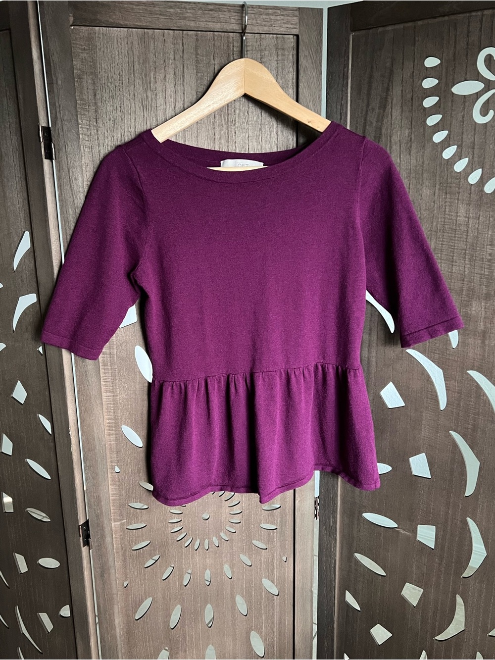 LOFT Women's Peplum Top in Plum
